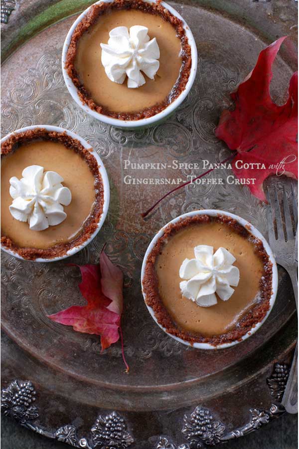 Pumpkin-Spice Panna Cotta with Gingersnap-Toffee Crust