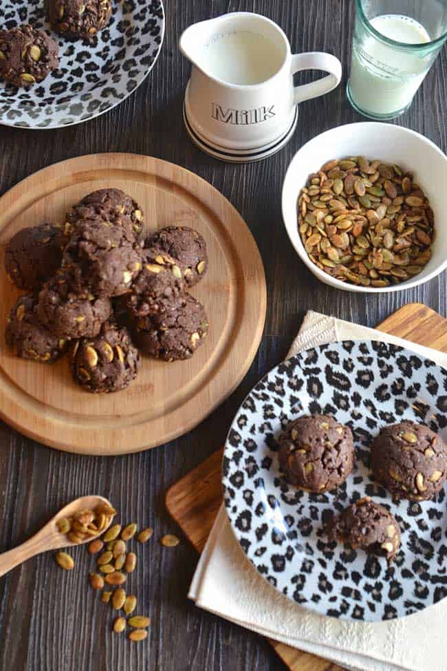 Flourless Mexican Chocolate Cookies with Spicy Roasted Pepitas