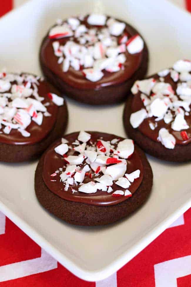 Vegan Frosted Chocolate Peppermint Cookies