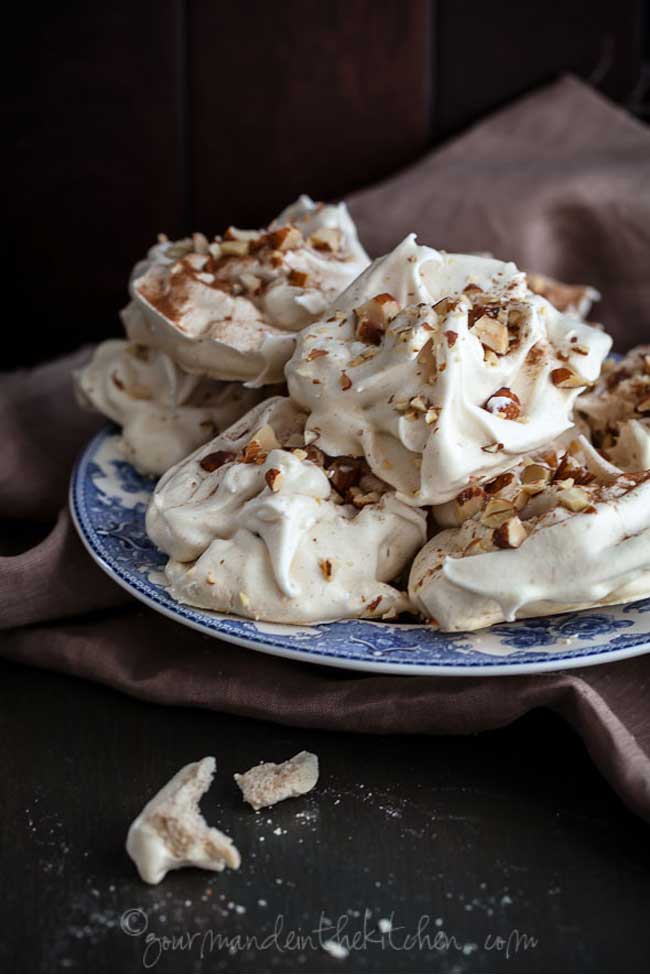 Maple Cinnamon Meringues with Toasted Almonds