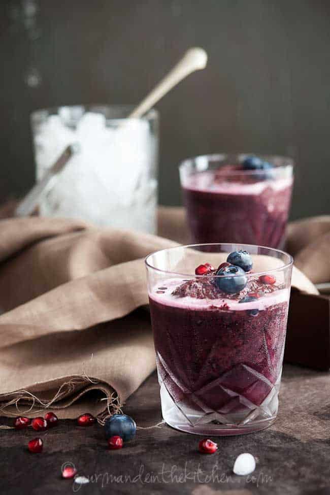 Pomegranate, Blueberry, Matcha Tea Slushy