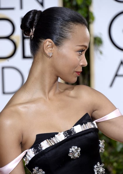 Zoe Saldana's jeweled bun