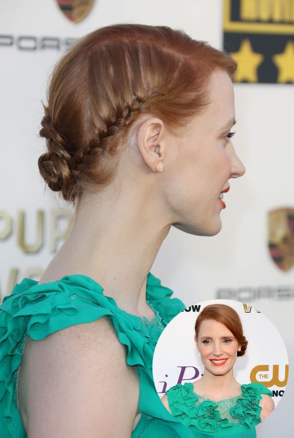 Jessica Chastain's low side braid