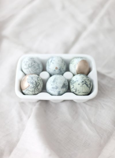 Gold dipped marbled eggs