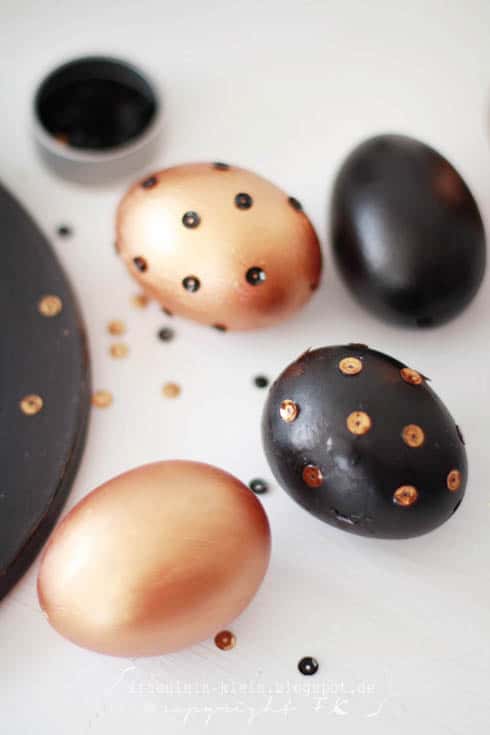 Painted Eggs with Sequins