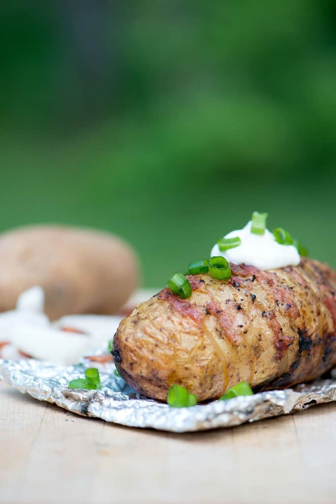 Bacon & Onion Campfire Hassleback Potato