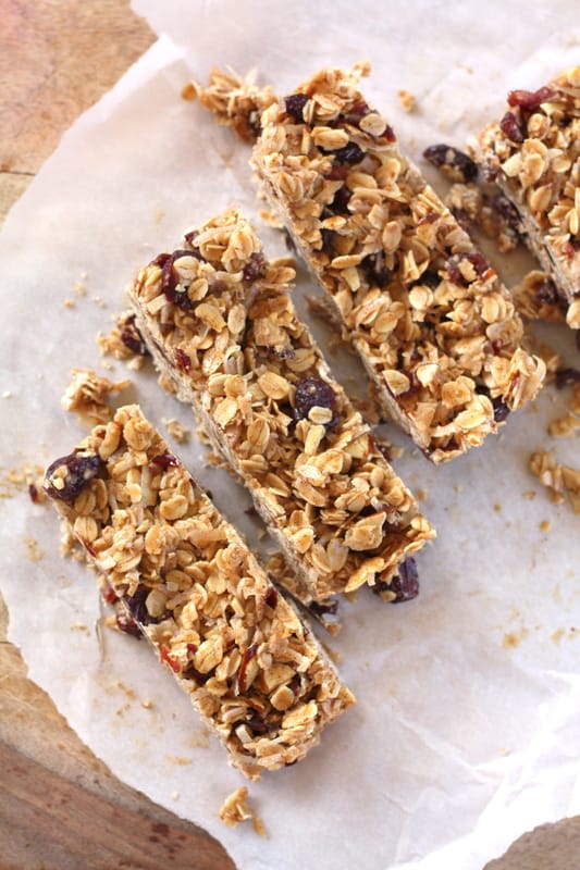 Chewy cherry ginger granola bars