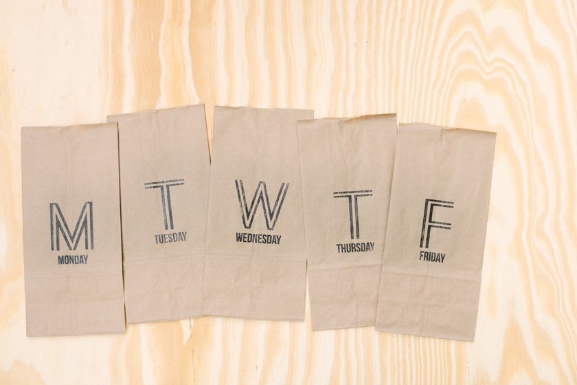 Stenciled Brown Bags