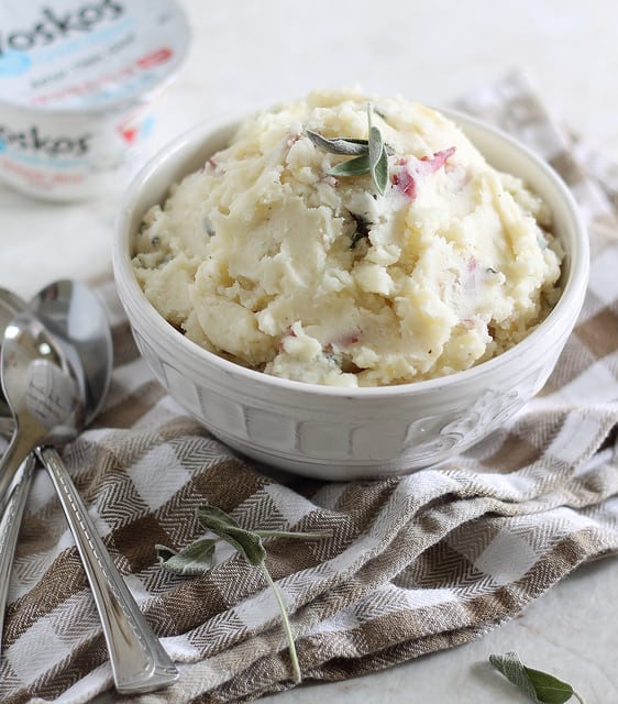 Roasted Garlic Greek Yogurt Smashed Potatoes