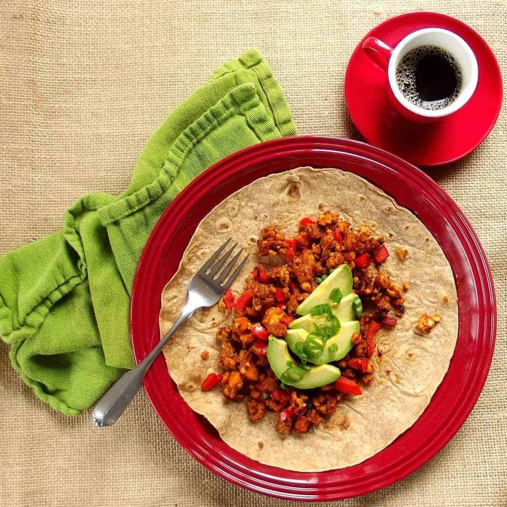 Tempeh Sweet Potato Scramble Wrap