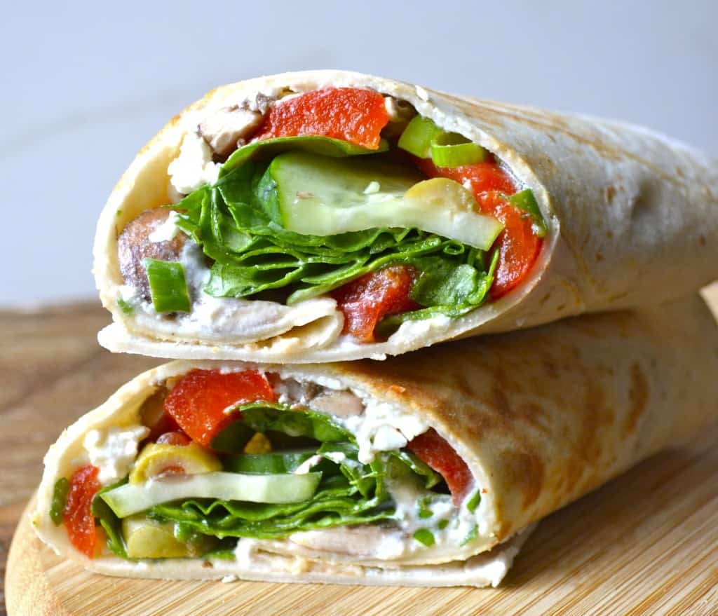 Greek Salad Wrap with Roasted Red Peppers