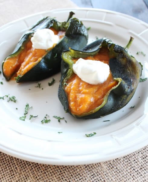 Butternut Squash Stuffed Poblano Peppers