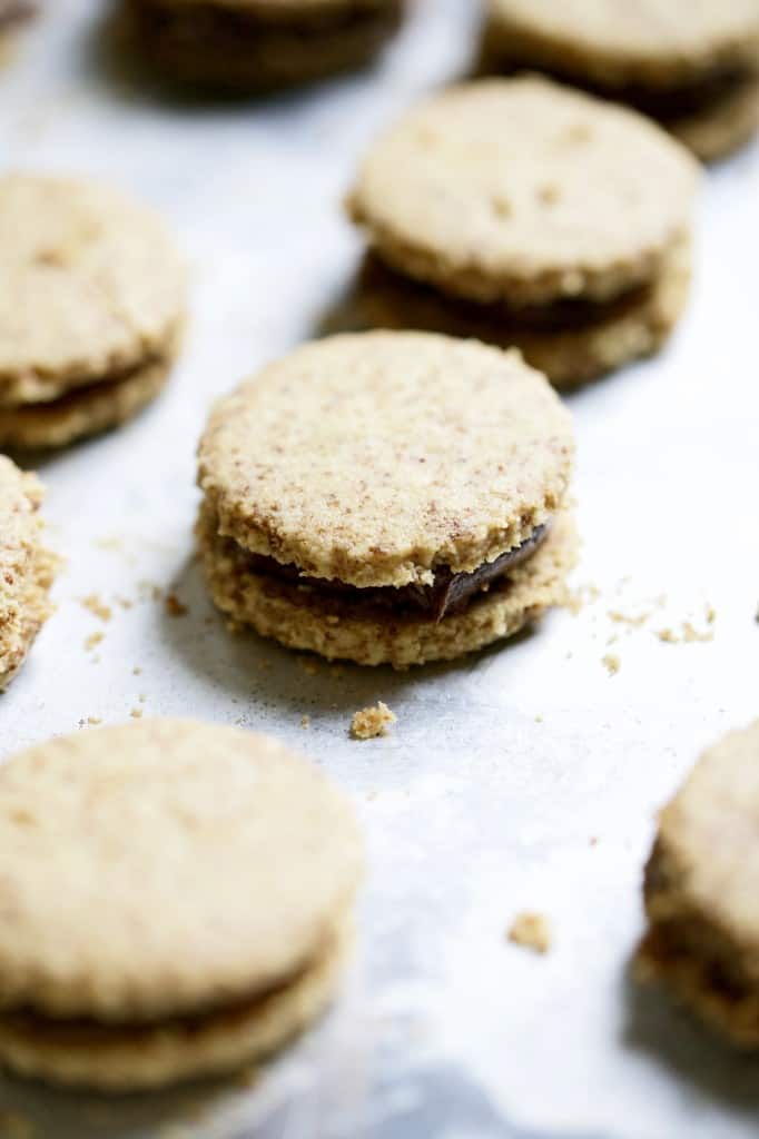 Chocolate Almond Linzer Cookies
