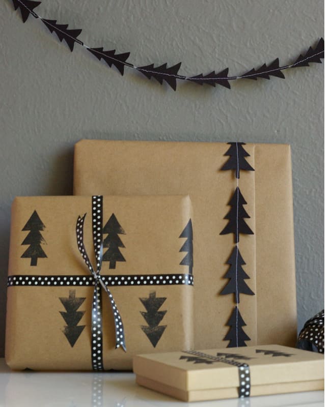 Stamped wrapping paper