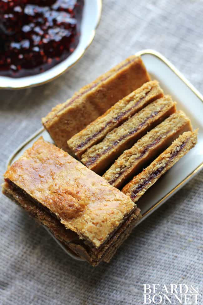 Raspberry Linzer Bars