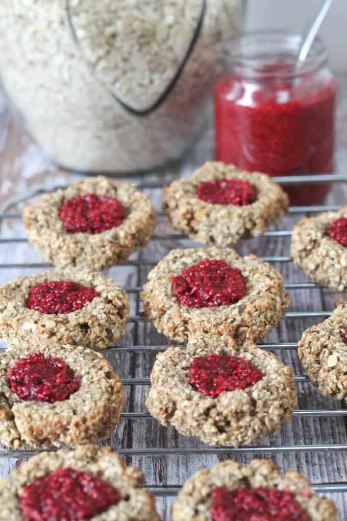 Oat Thumbprint Cookies with Chia Seed Jam