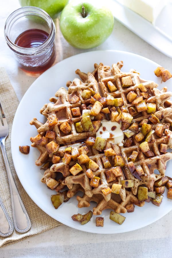 Cinnamon Waffles with Apple Topping