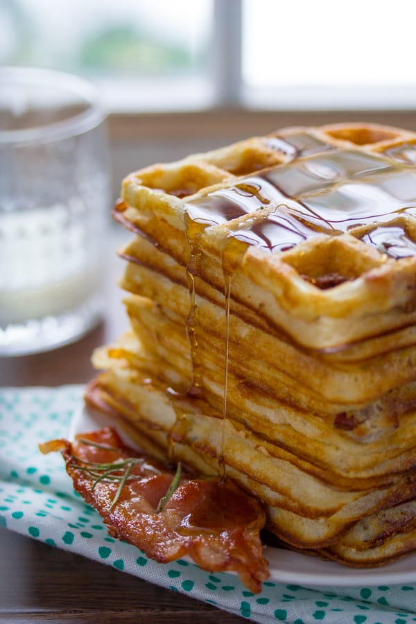Overnight Bacon & Rosemary Yeasted Waffles