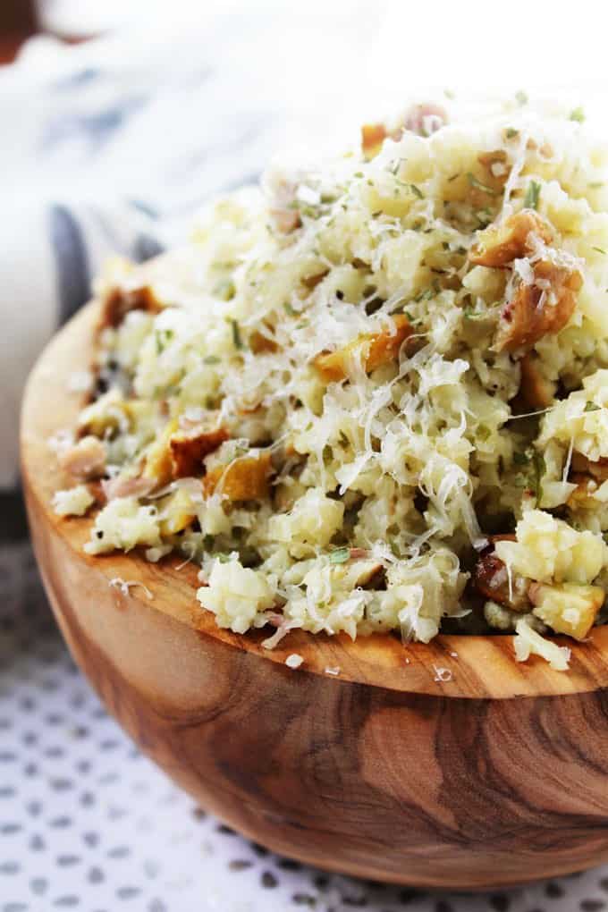 Cauliflower rice with roasted chestnuts