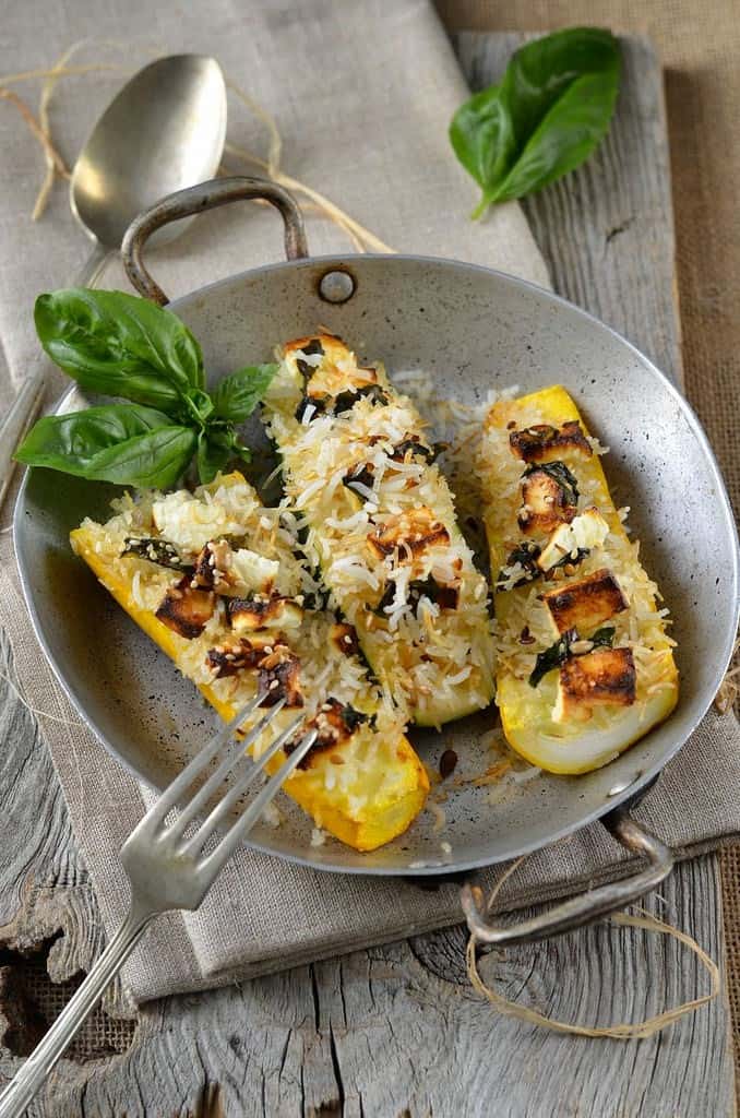 Zucchini stuffed with rice and feta by Tangerine Zest