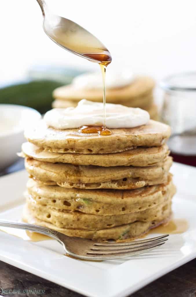 Zucchini Bread Pancakes with Maple Cream Cheese by Recipe Runner