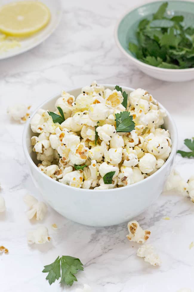 Lemon, Pepper and Parsley Popcorn by Hello Glow