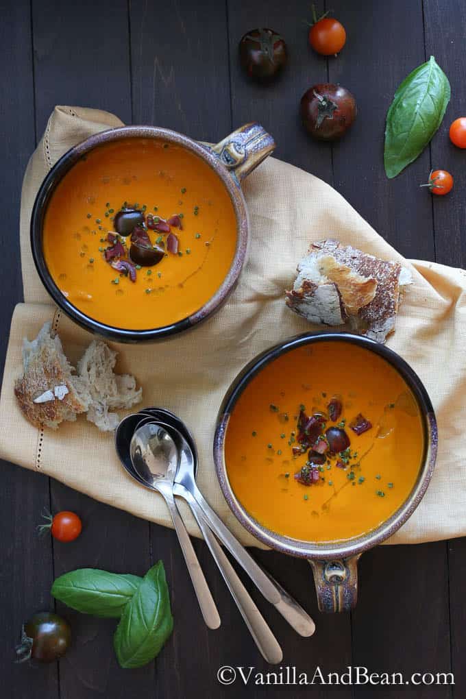 Roasted Red Bell Pepper and Heirloom Tomato Soup by Vanilla and Beam