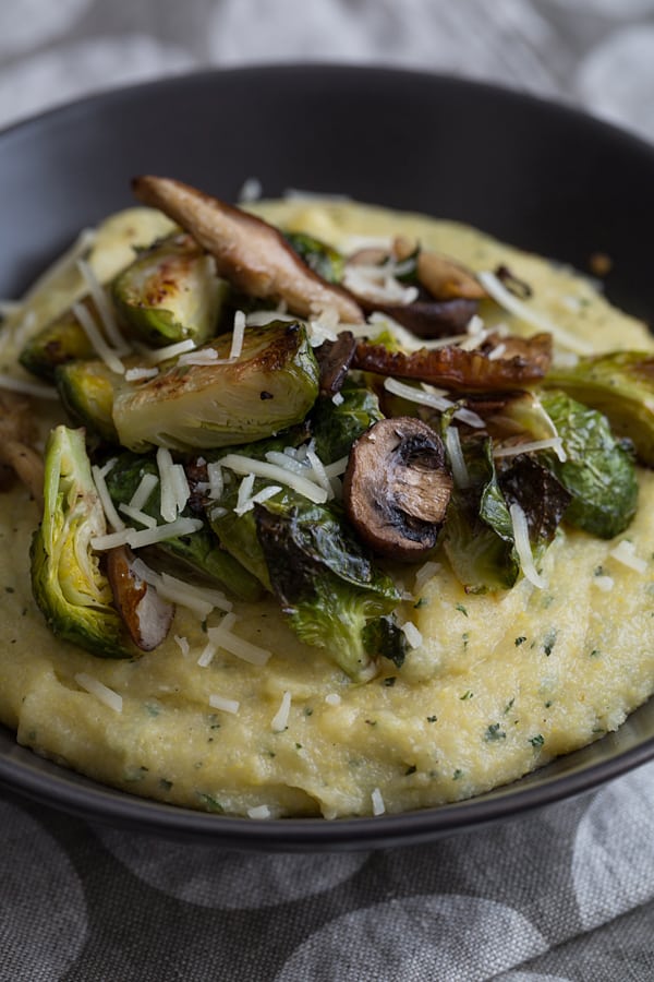Sage Polenta with Roasted Brussels Sprouts by Oh My Veggies