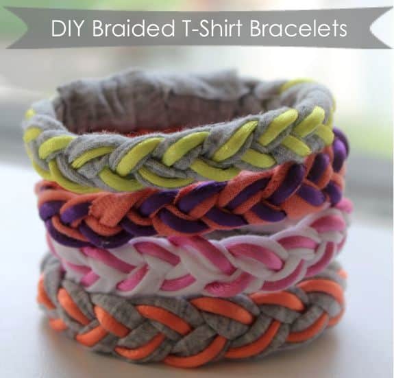 Spiked and Braided T-shirt Bracelet