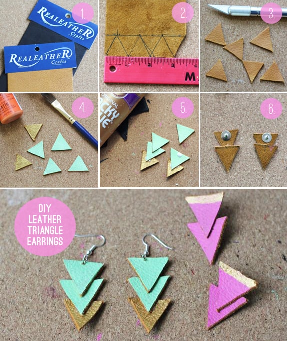 DIY Leather Triangle Earrings