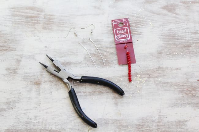 DIY red bead earrings