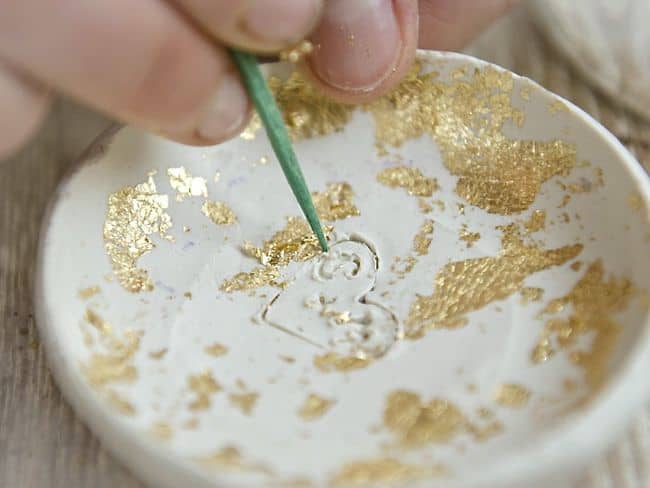 DIY Bowl with Clay and Gold Leaf
