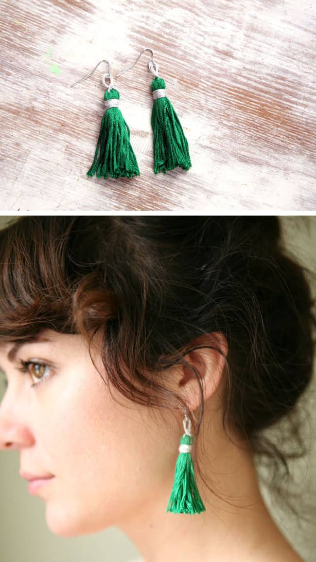 Green Tassel Earrings