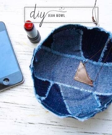 DIY Bowl with Recyled Jeans | HelloGlow.co