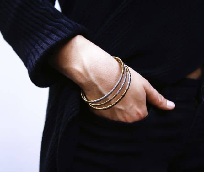 DIY Gold + Silver Wire Bangles