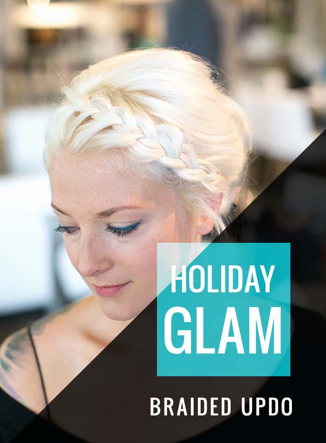 Braided Updo with Teal Cat Eye - Hello Glow