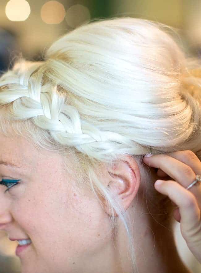 Braided Updo with Teal Cat Eye - Hello Glow