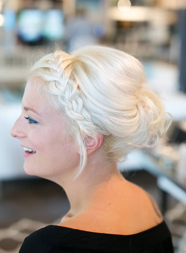 Braided Updo with Teal Cat Eye - Hello Glow