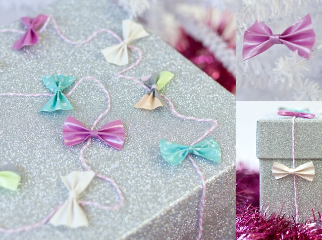 Tiny Duct Tape Bow Gift Garland | 25 Ways to Tie a Bow | HelloGlow.co