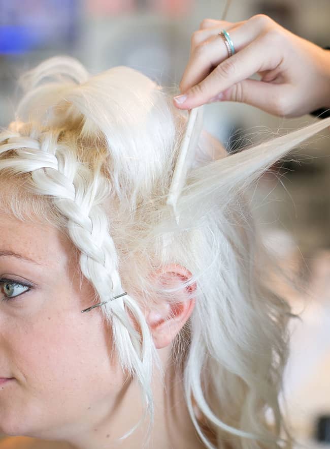 Braided Updo with Teal Cat Eye - Hello Glow