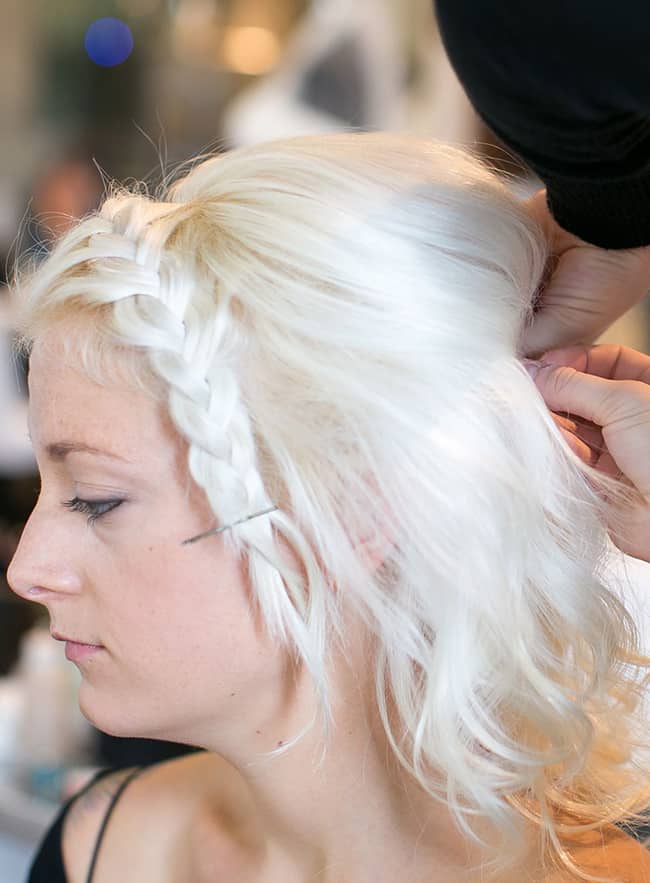 Braided Updo with Teal Cat Eye - Hello Glow