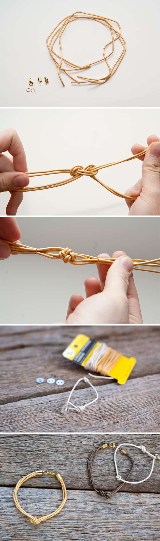 DIY Knotted Leather Bracelets | HelloGlow.co