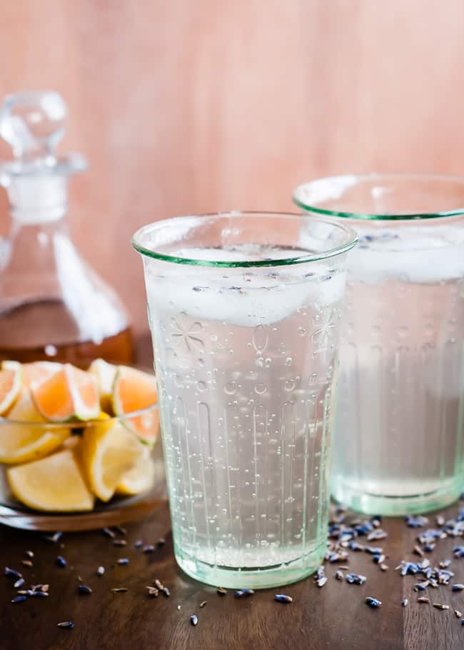 Homemade Lavender Soda to drink 64 ounces of water a day