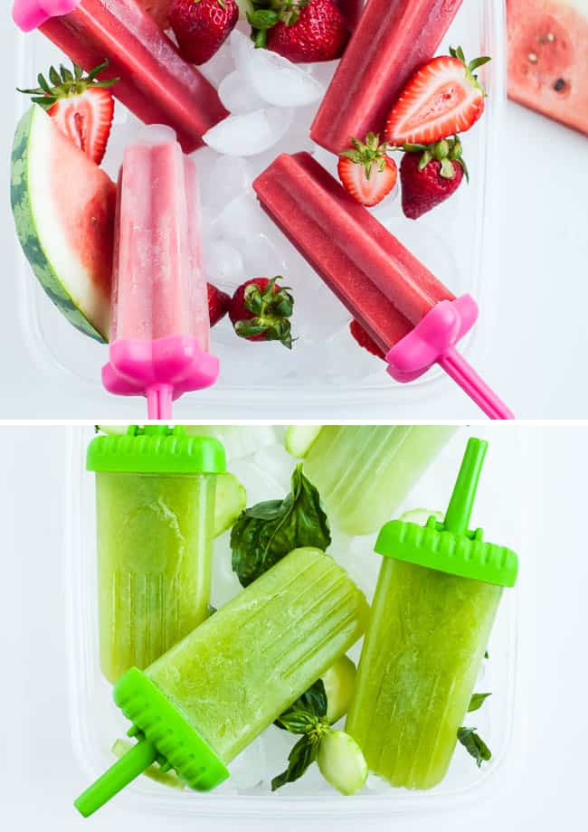 Cucumber Melon + Watermelon Strawberry Spa Pops | HelloGlow.co