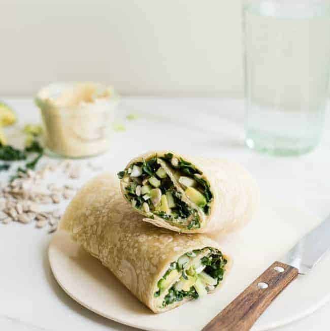 Protein Packed Kale, Avocado + Hummus Wrap | HelloGlow.co
