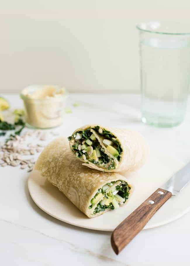 Protein Packed Kale, Avocado + Hummus Wrap | HelloGlow.co