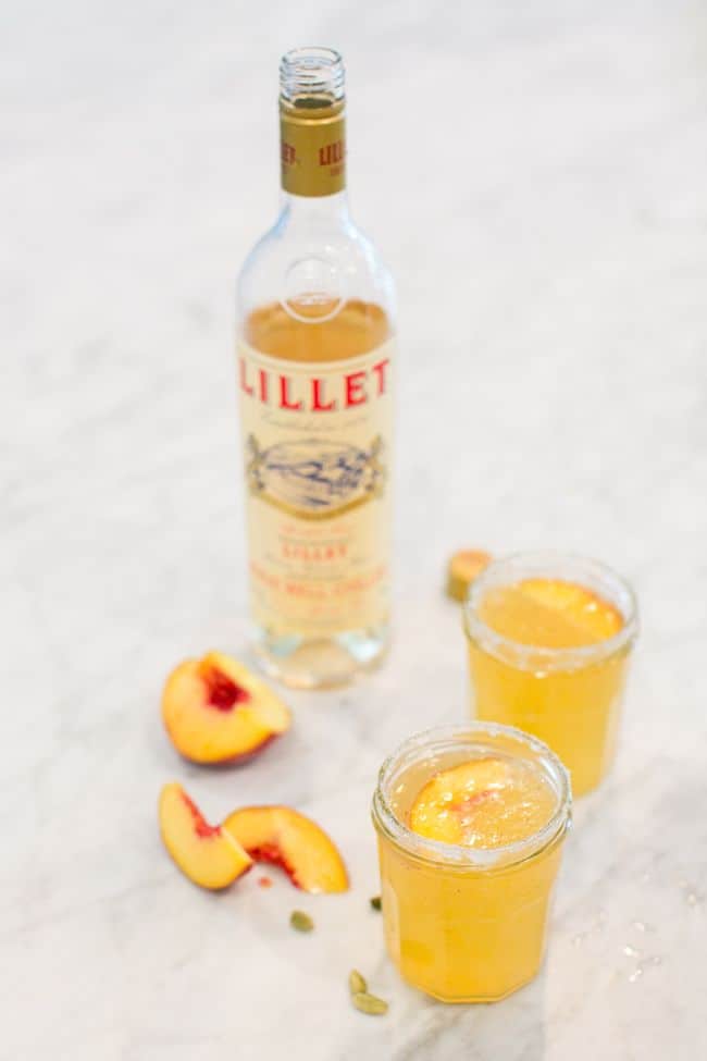Peach-Apricot Lillet Fizz with Cardamom Sugar | HelloGlow.co