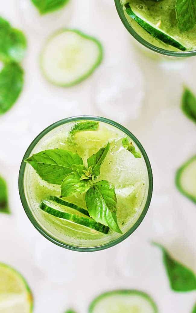 Cucumber Daiquiri with Basil Agave Syrup | HelloGlow.co