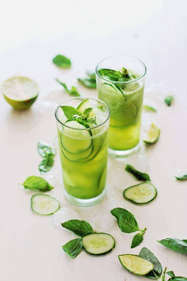 Cucumber Daiquiri with Basil Agave Syrup | HelloGlow.co