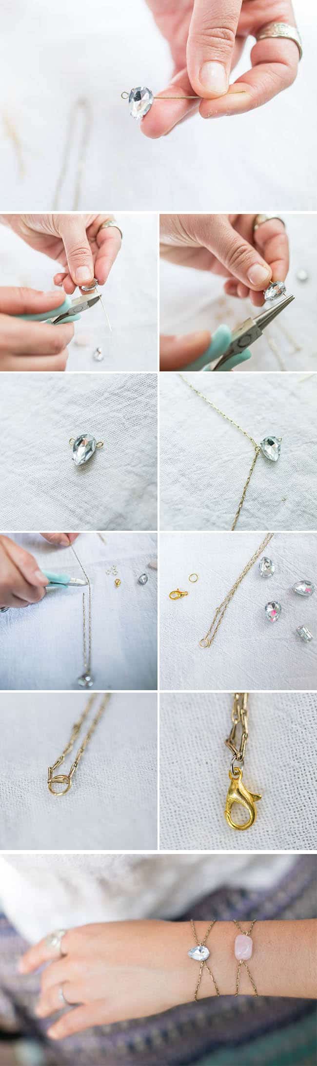 DIY Rhinestone Bracelet | HelloGlow.co